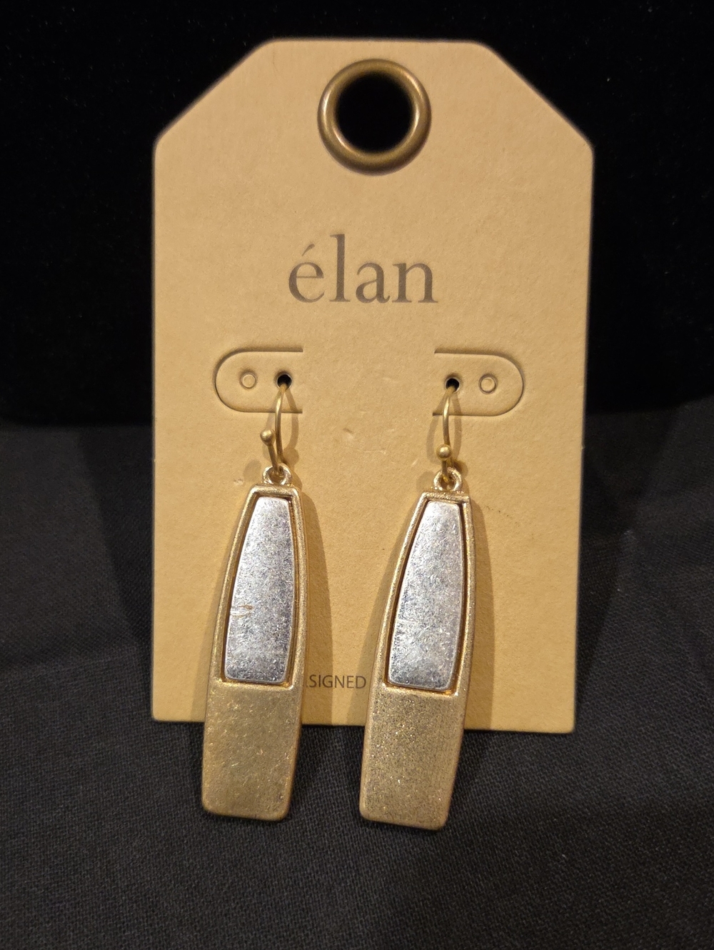 ELAN GOLDTONE AND SILVERTONE DANGLE EARRINGS